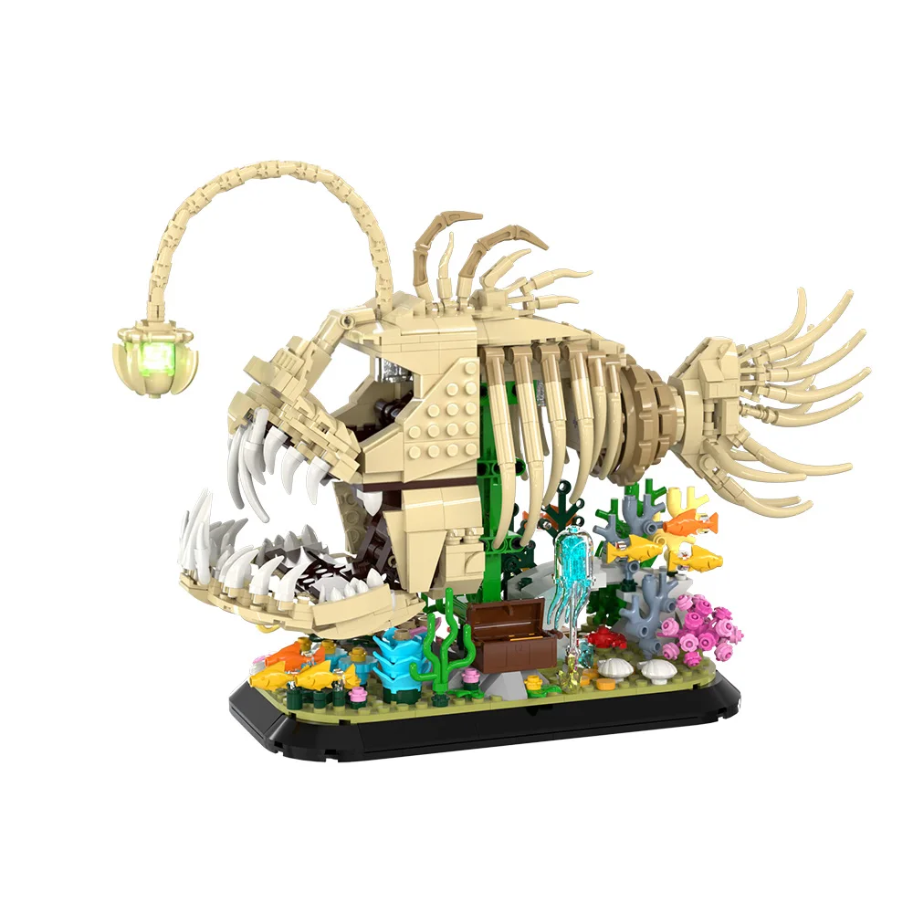 

Gobricks MOC Fossil Monkfish Building Blocks Model Light Emitting Fossil Monkfish Bricks Assemble Toys Kids DIY Birthday Gifts