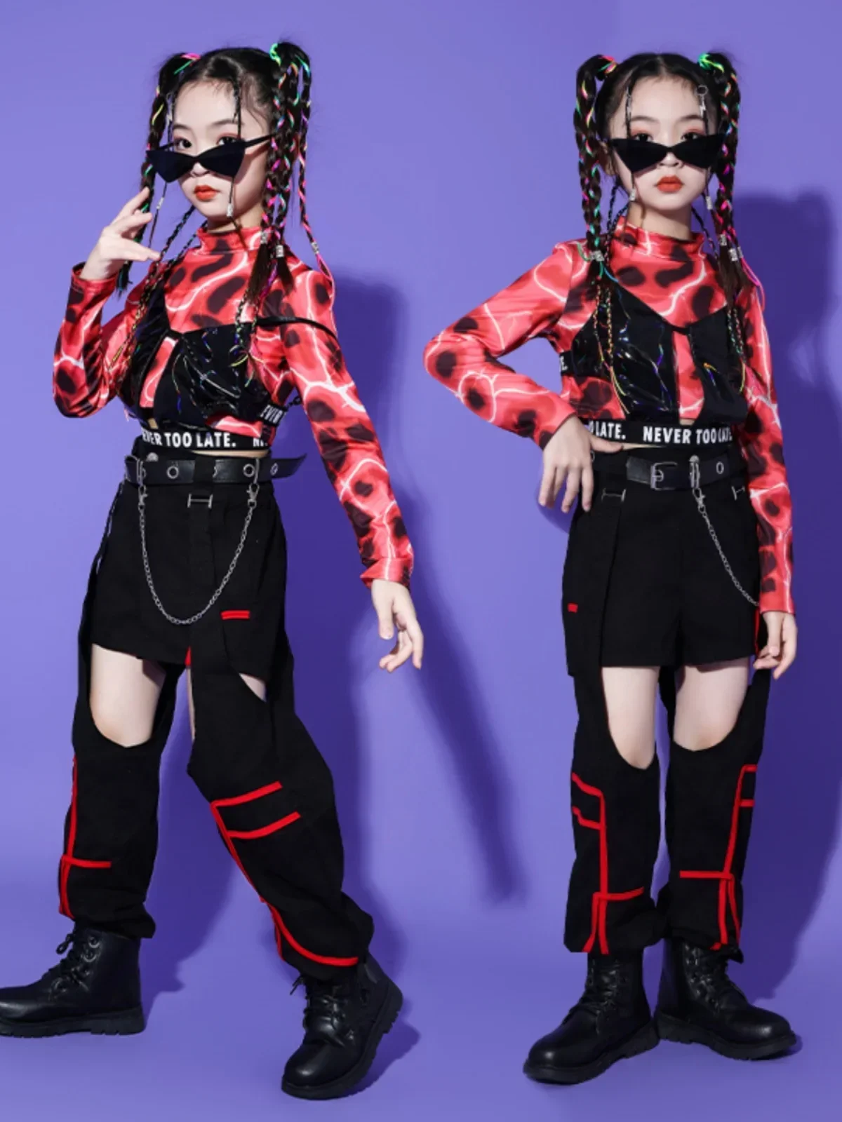 

Children Street Dance Performance Wear Girls Kpop Clothing Hip Hop Dancewear Cheerleading Outfit Jazz Dance Clothes VDB7324