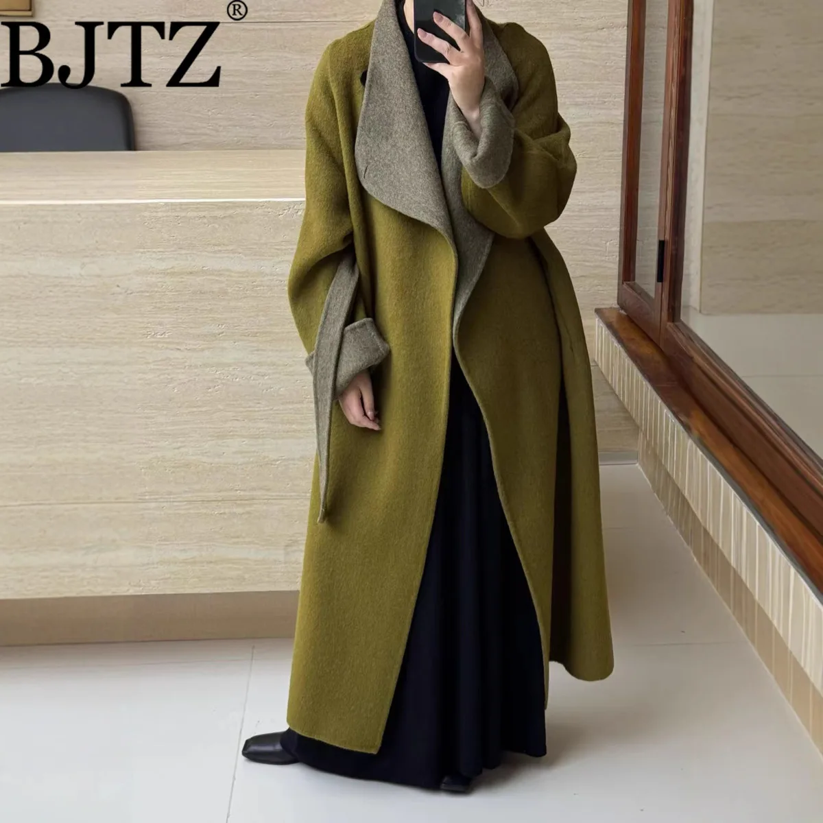 

The Wizard of Oz 25 Autumn New Double-Sided Double-Color French Large Lapel Belted Fashionable Elegant Double-Sided Wool Coat