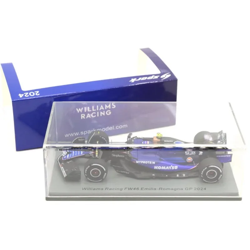 Spark 1/43 Williams FW46 Logan Romagna Grand Prix 2024 resin static model, a children's collection, a holiday gift for friends.