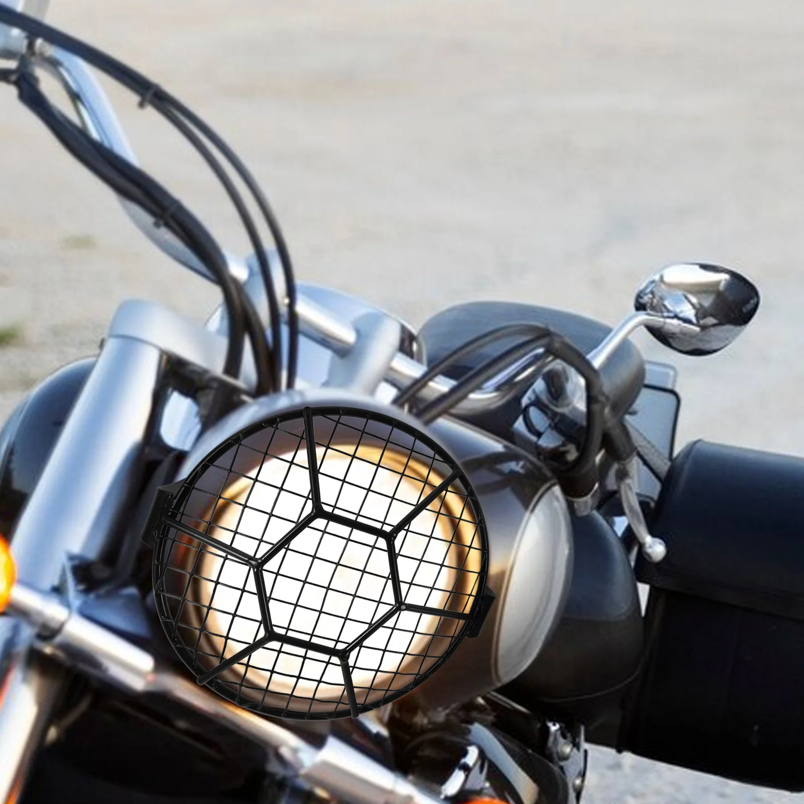 

Headlight Grille Headlamp Protector Cover Spherical Guard Metal Bike Accessories