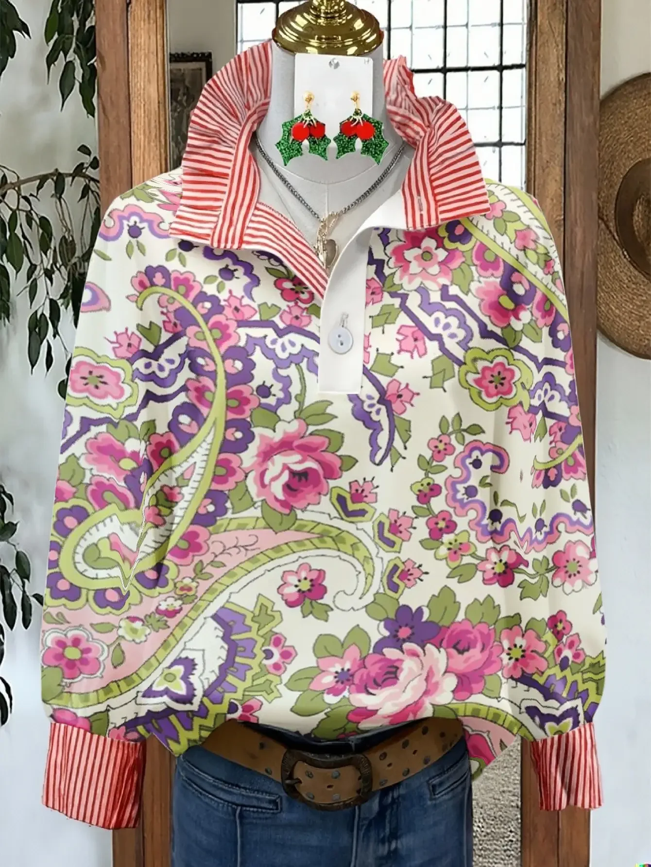 2026 New Christmas Women's Top Spring and Creative printing is a must-have for vacation, tourism, commuting, and travel