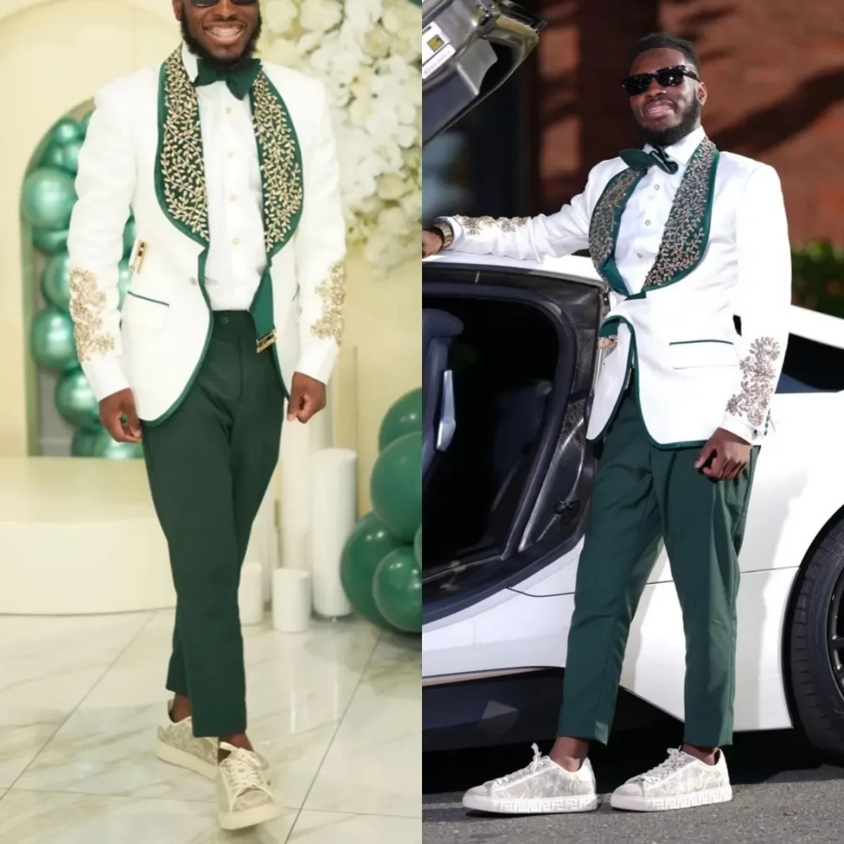 Sparkly Wedding Tuxedos Crystal Shawl Lapel One Button Men Suit Plus Size 2 Piece Set For Groom Evening Blazers Customized