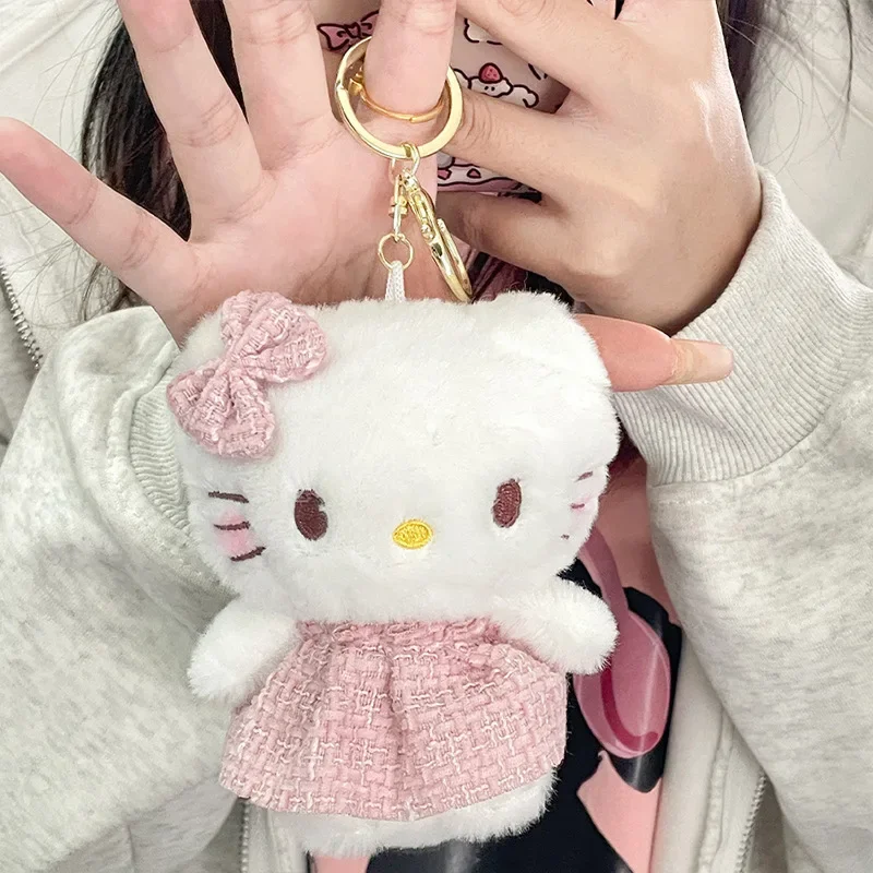 2024 Angel Series Kittys Plush Doll Pink Wings Keychain Cute Girl Cartoon Backpack Pendant Kawaii Decoration Children Toy Gifts