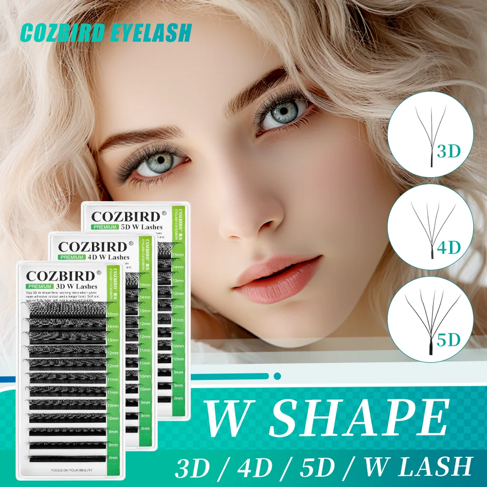 COZBIRD 3D 4D 5D W extension ciglia Volume ciglia Premade Fan Fluffy Natural Cluster 0.07 C D 8-15mm Soft Faux Mink