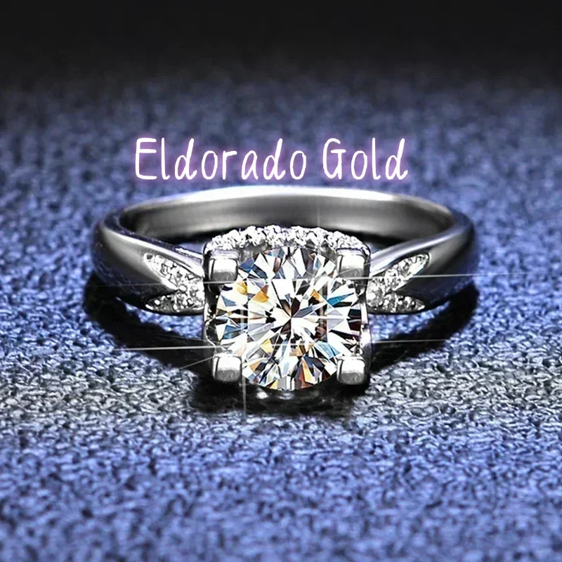 

Eldorado Gold Luxury PT950 Platinum Ring GRA Certified 1CT Moissanite Rings for Women Engagement Promise Wedding Band Fine Jewe