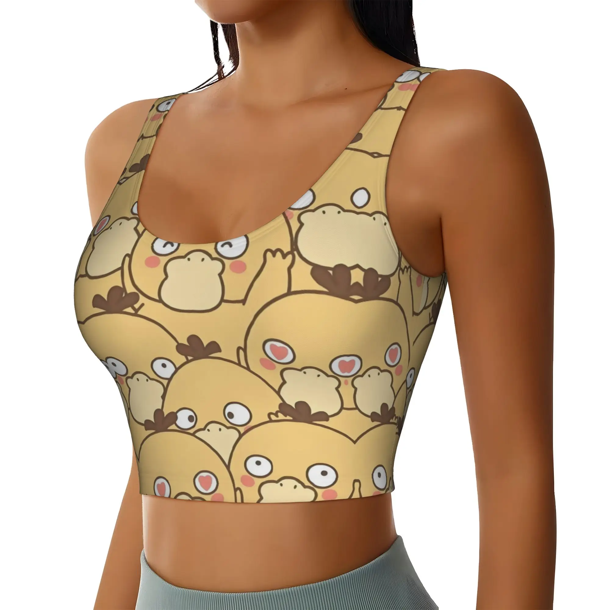 Custom P-Psyducks Workout Crop Tank Tops for Women Seamless Duck  Animated Running Yoga Sports Bras