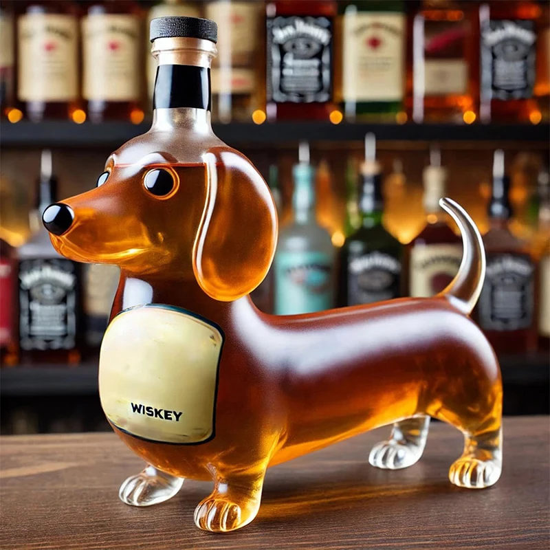 

Achshund Dog Whiskey Bottle,3D Sculpted Dachshund Shape Whiskey Glass Tumbler