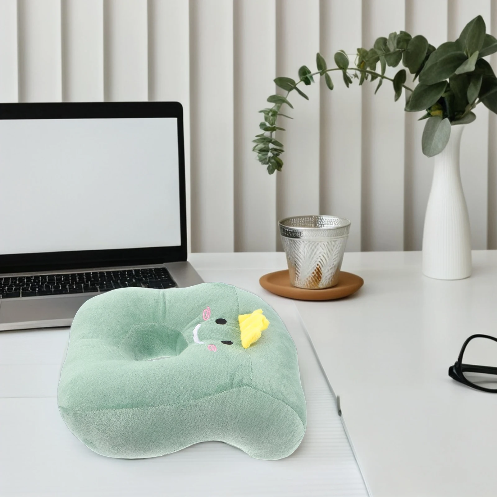 

Nap Pillow with Ear Holes Cartoon Animal Design Breathable Desk Sleep Pearl Cotton Office Home Use Comfortable Support