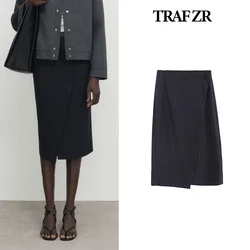 TRAF ZR Luxury Women Suits Skirt Vintage Harajuku Fashion Skirts Knee Length Women Clothes Old Money Winter Skirt Streetwear