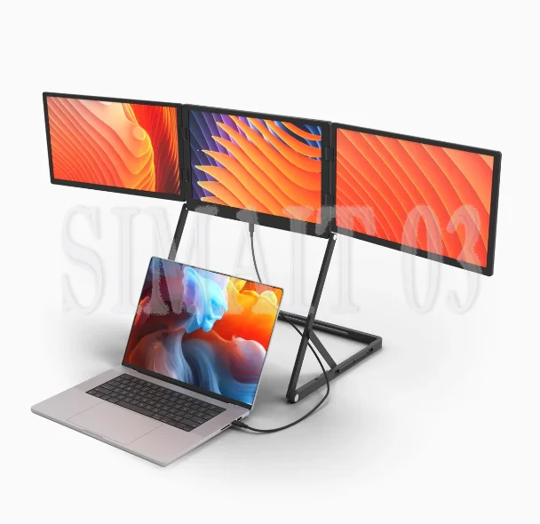 15.6 Inch 1080P Portable Laptop Screen Extender, Dual Triple Quad Four LCD Monitor, Type-C Connection Laptop Tri Screen Display