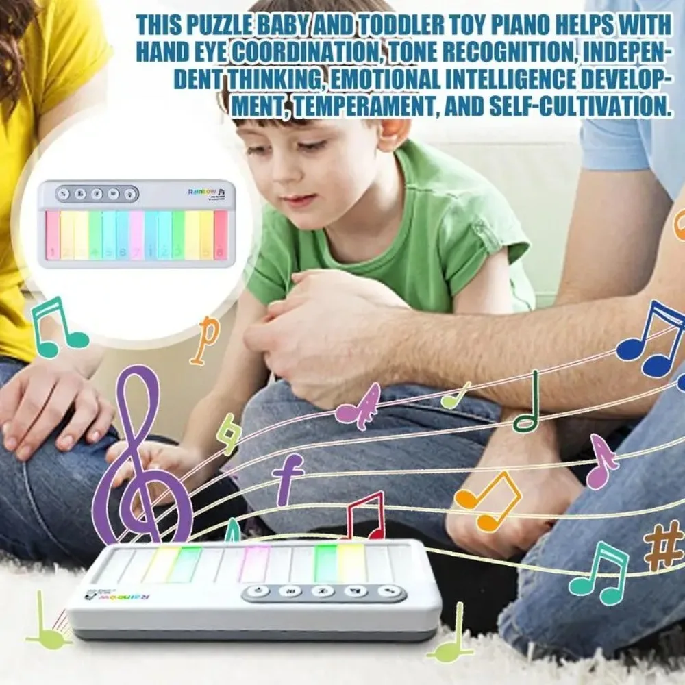 

New Music Box Electronic Music Toys Portable Girl Piano Toy Music Keyboard Small Piano Rainbow Flashing Piano Toys for Kids