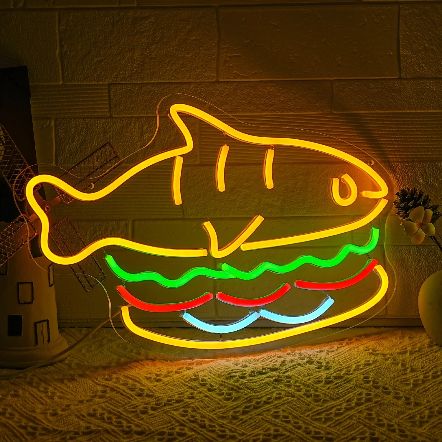 Shark Castle Neonschild, USB, dimmbar, LED-Neonlichtschild, Wandkunst, Dekoration für Spielzimmer, Schlafzimmer, Wohnzimmer, Party, Geburtstagsgeschenke