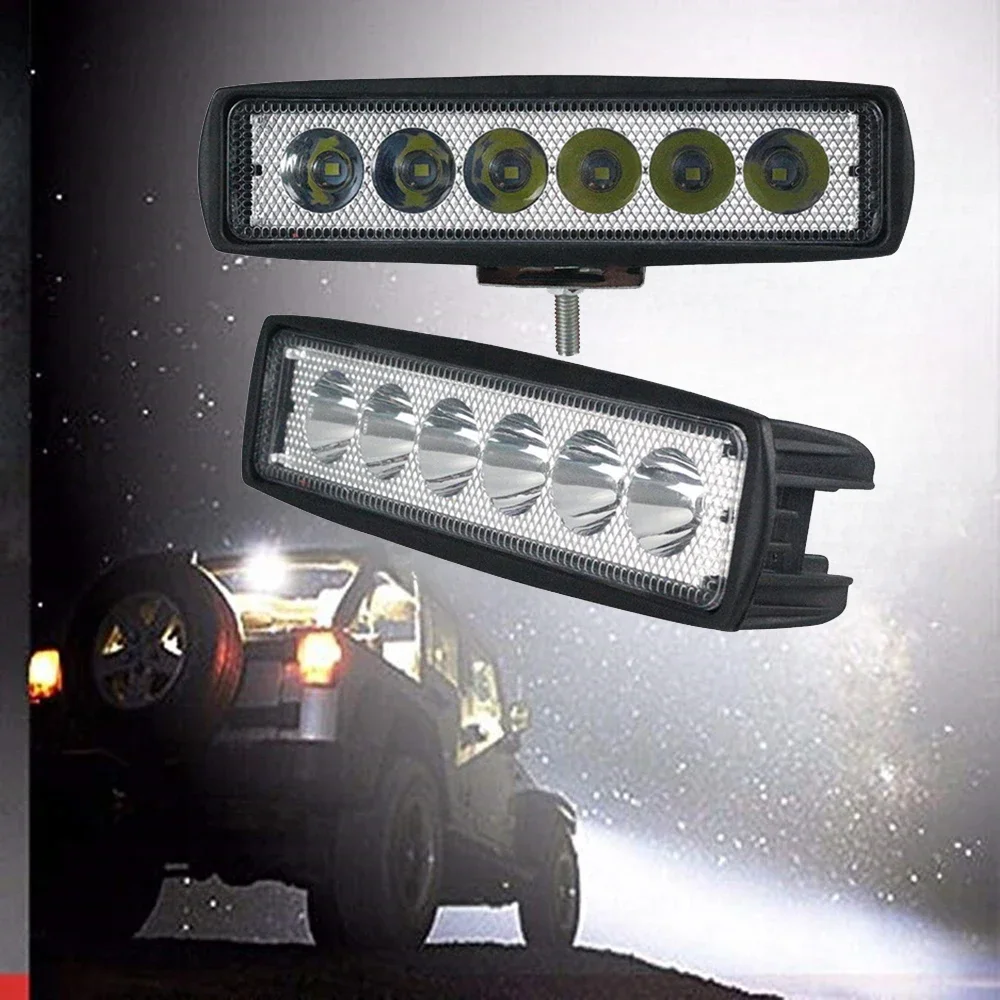 1 unidad, 18W, 6 LED, luz de trabajo para coche, foco DRL, alta luminosidad, impermeable, para auto, todoterreno, SUV, camión, faros delanteros, lámpara de conducción 12V 6000K