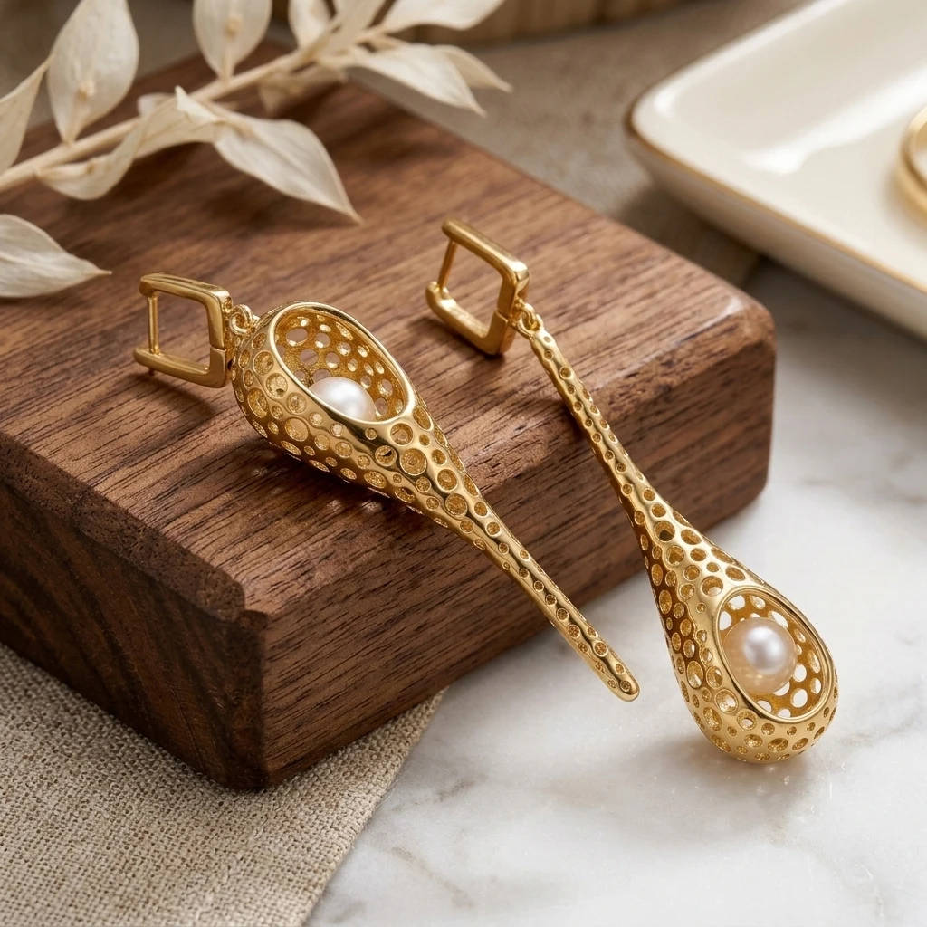 Fashion Luxury Hollow Teardrop Long Dangle Earrings Women, Elegant Ear Jewelry Daily, Vacation, Party, Birthday Gifts