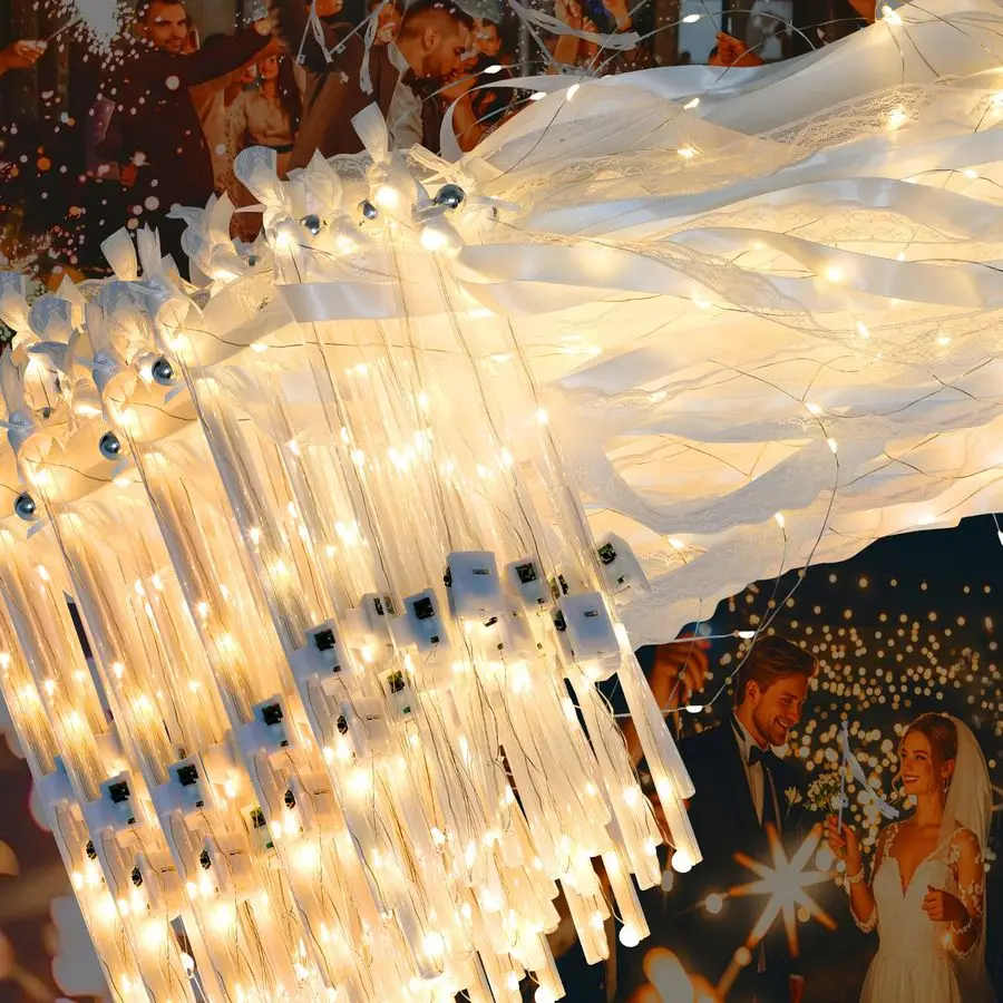 

Светящиеся свадебные палочки с лентами и колокольчиками, романтическое сияние с тремя режимами света, светящиеся палочки для свадебного выкупа невесты, новинка