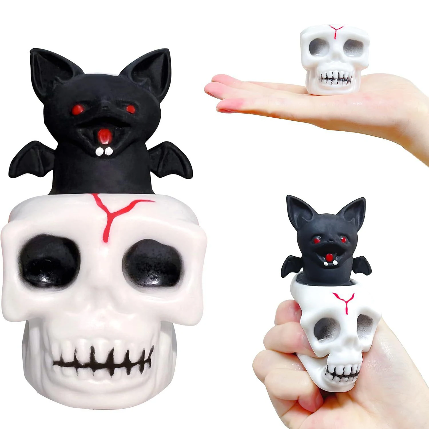 Zabawka antystresowa w kształcie czaszki na Halloween, piórko do włosów, nowa, unikalna zabawka do ściskania, idealna na prezent.