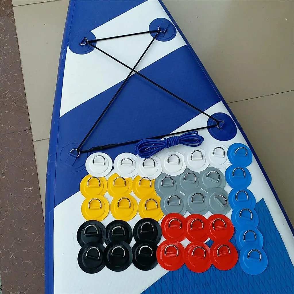 Dinghy D Ring Round Patch and Shock Cord Set for Hard Plastic Kayak Raft Canoe SUP and Rubber Boat Bond