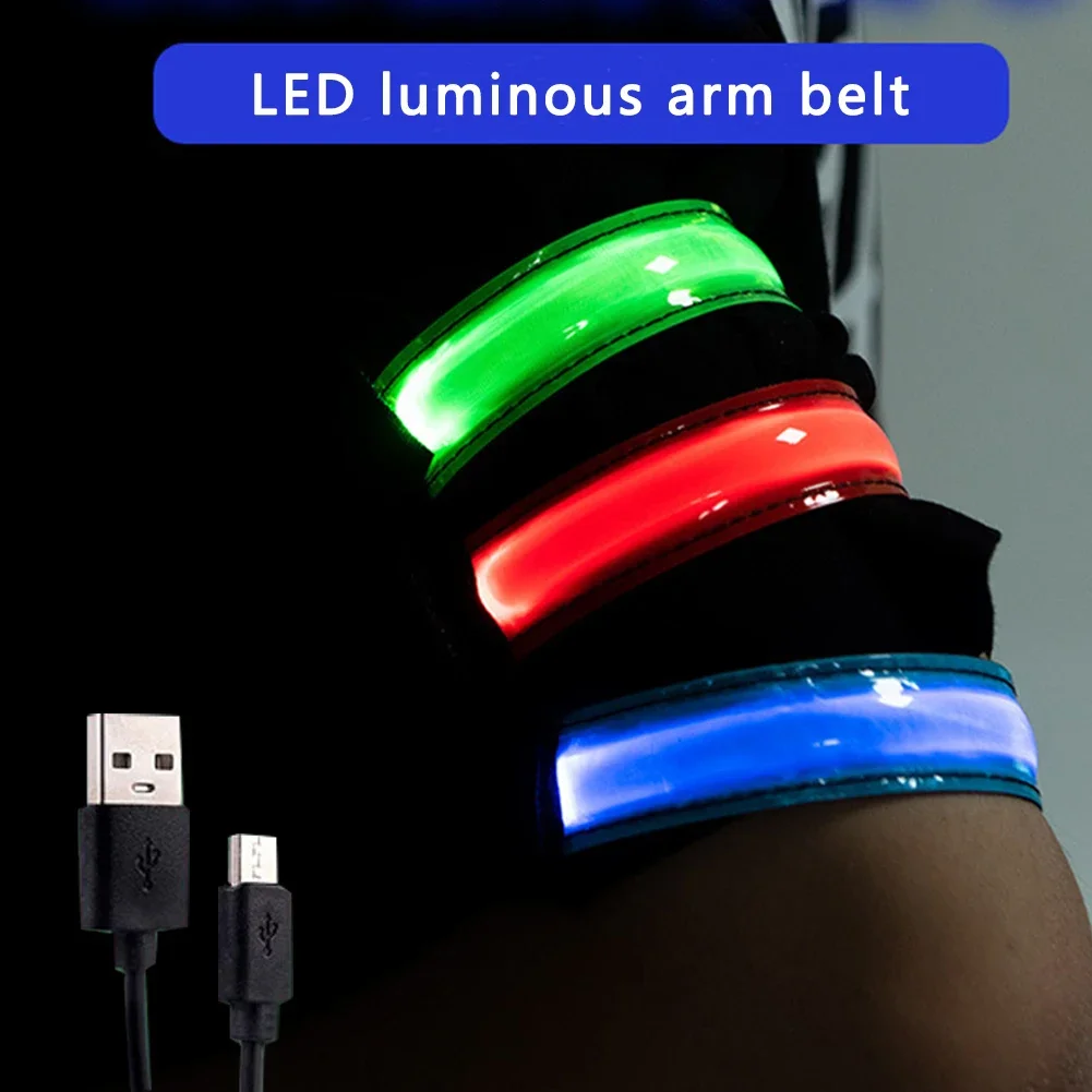 Night Running USB Charging LED Luminous Armband Bracelet Reflective Safety Belt Outdoor Sports Arm Band