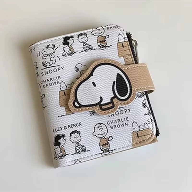 Cute Snoopy Purse Anime Cartoon Short Coin Wallet High Value Zipper Student ID Holders Multi Slot Bag Women Men Birthday Gifts