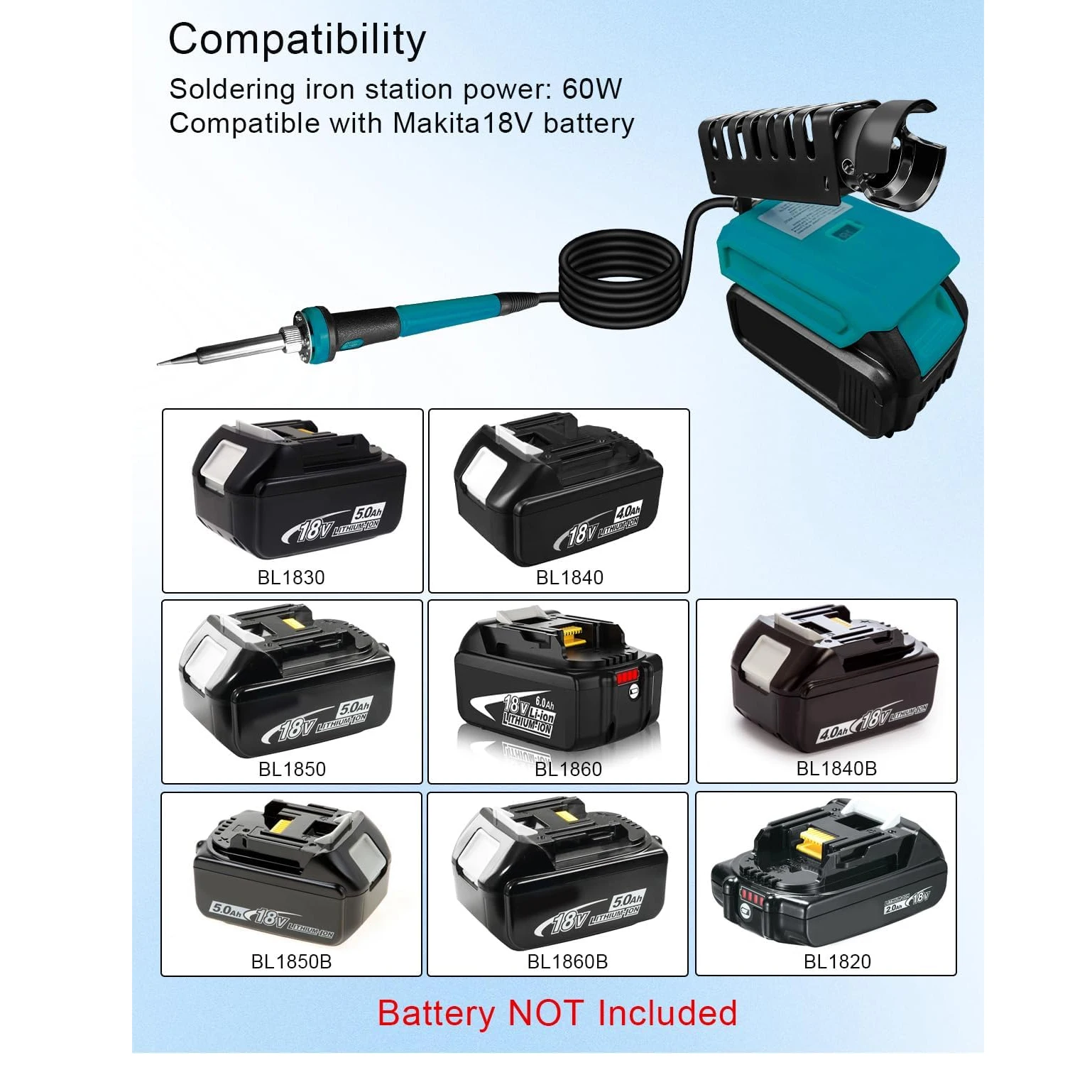 NEW Soldering Iron Kit for Makita 18V Battery,with LED Digital ,Soldering Gun with 5pcs Tips&Solder Wire for DIY Wire Welding - view 4