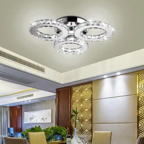 Chandelier 3/5 Rings Crystal Ceiling Chandeliers Light Fixture for Bedroom Living Room Lustres Home Deco Luminaria