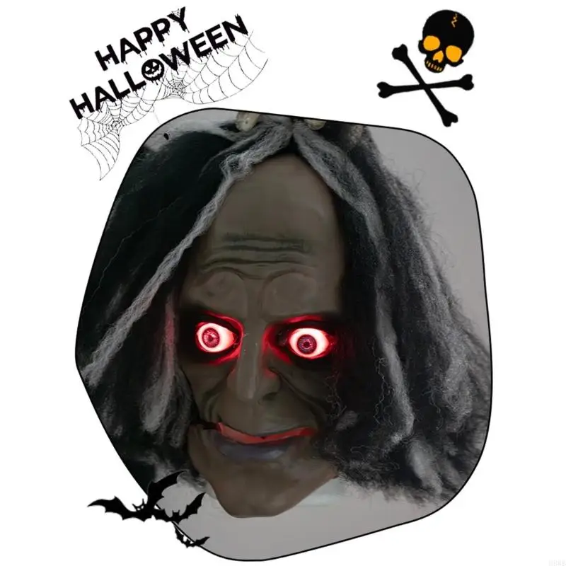 H8WB Freestanding Halloween Serving Tray Figure with Motion Activated Light and Sound for Floor Display, Party Entrance Styling