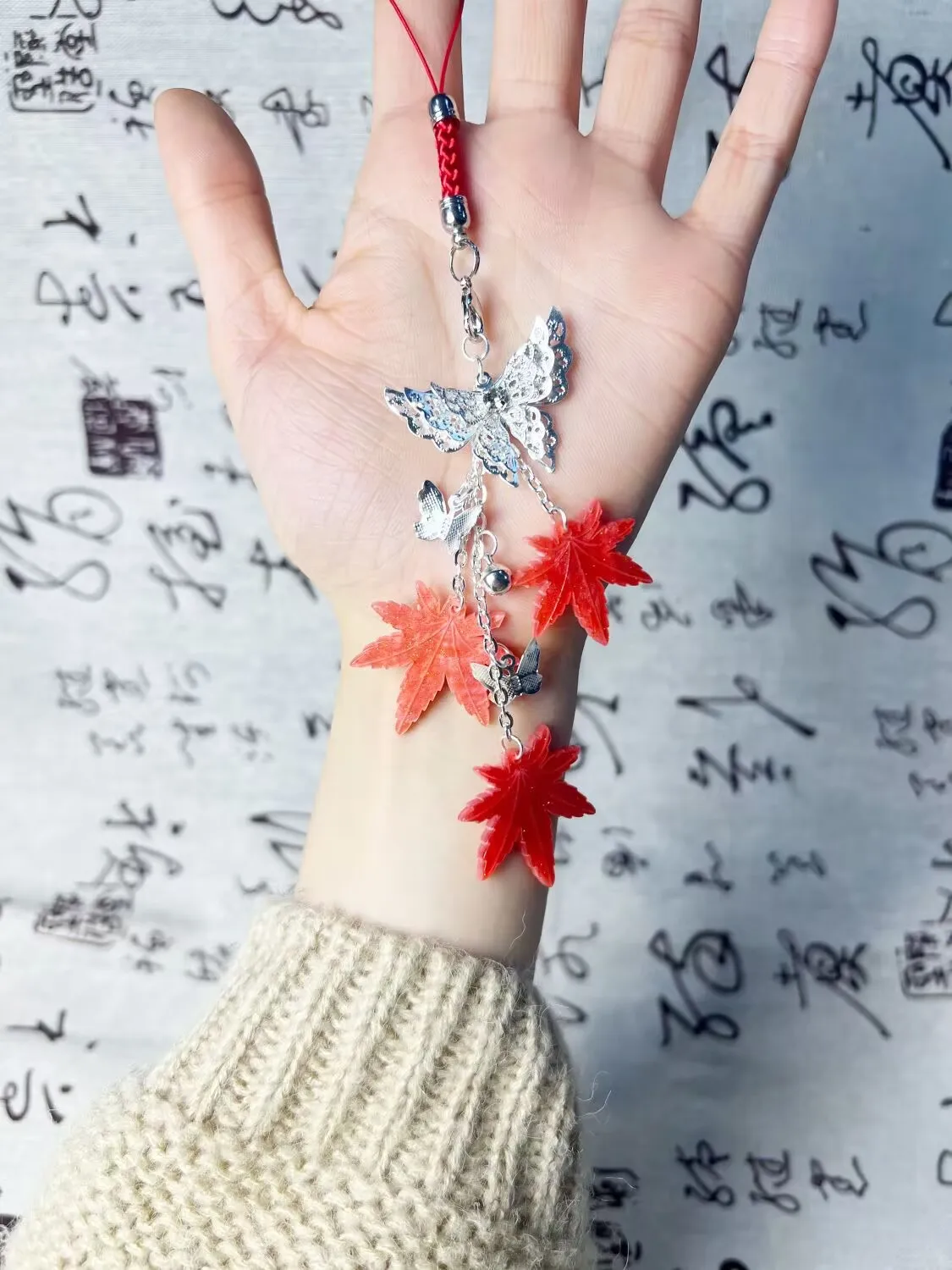 

Небесные чиновники лучшие благословения, производные, Цветочное город Xie Lian, подвеска-бабочка из кленового листа, мобильный телефон