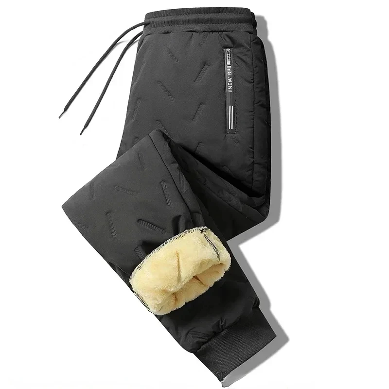 Pantalones deportivos de algodón puro para exteriores, ropa informal a prueba de viento, terciopelo grueso, pantalones deportivos con cordón cálidos, pantalones versátiles de pierna recta, invierno, nuevo