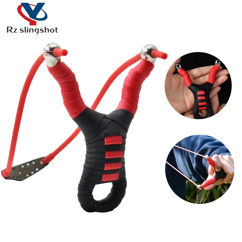 

Traditional Stainless Steel Metal Slingshot Rubber Wrapped Comfortable Sling Outdoor Hunting and Shooting Professional Tools