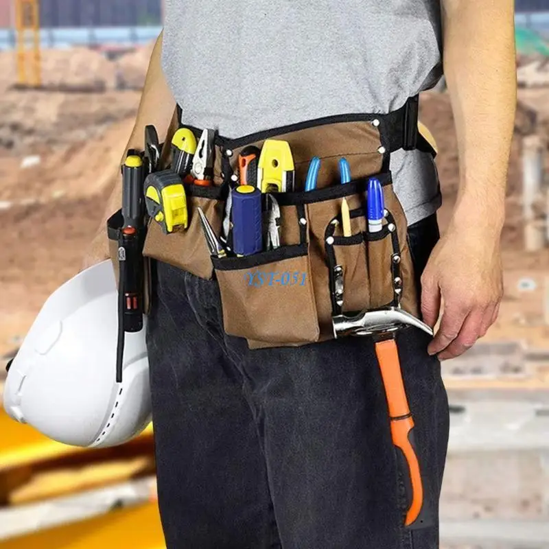 

E15A Удобный холщовый фартук для инструментов с 19 органайзерами, быстросъемным и регулируемым ремнем для использования в по