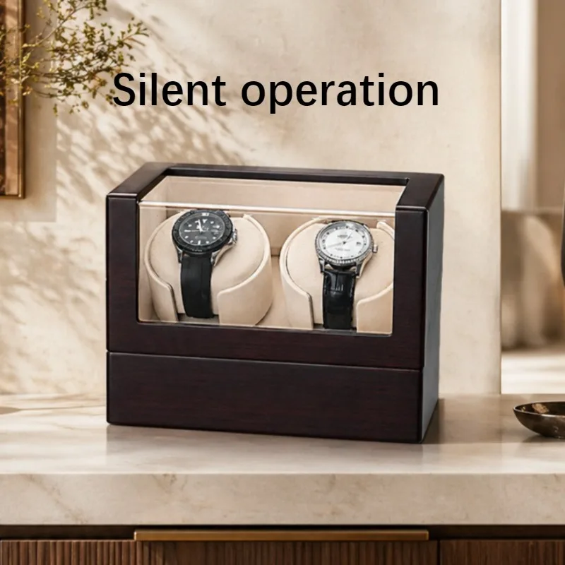 Automatic Watch Winder 2 Slot Mechanical Watch Winding Device Silent Wrist Watches Rotating Chain Box Man Watches Organizer Case