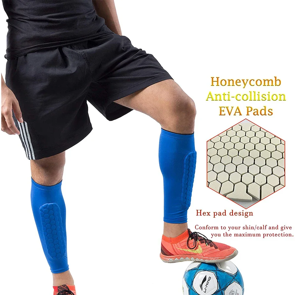 2Pcs/Pair Football Shin Guards Leg Sleeves Honeycomb Nylon Support Sock Shin Protector Soccer Gear Soccer Shields Sports Legging