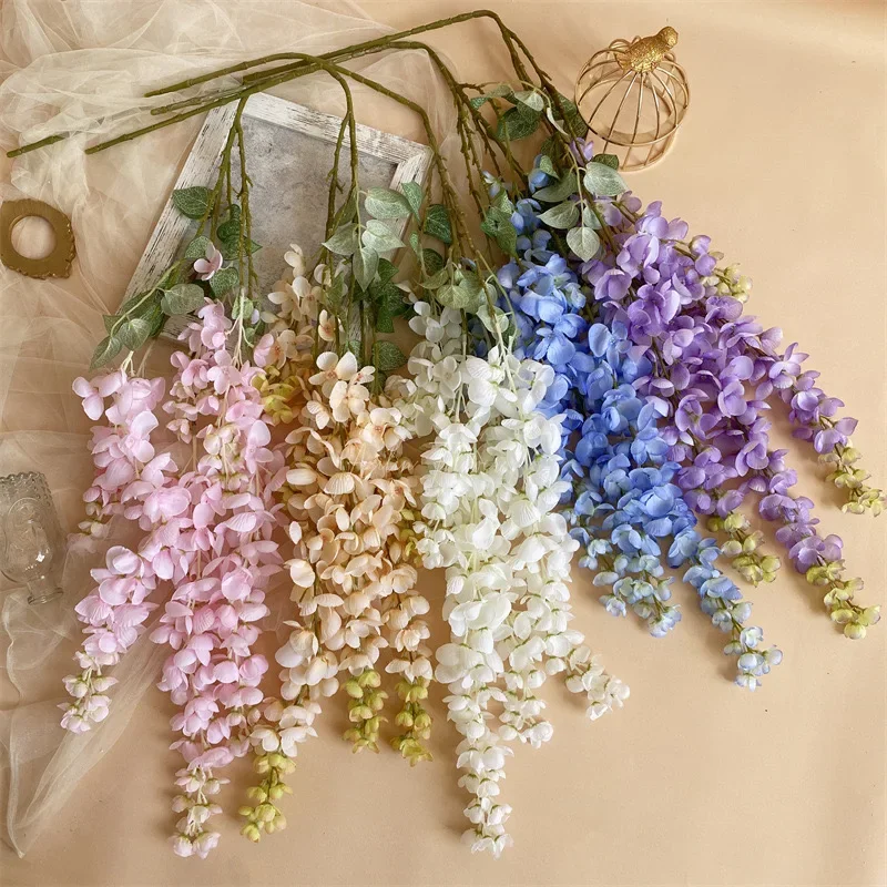 

1pc Hanging Wisteria Plants Vine Artificial Flower Wedding Floral Materials diy Living Room Home Decoration Props Wreath Garland