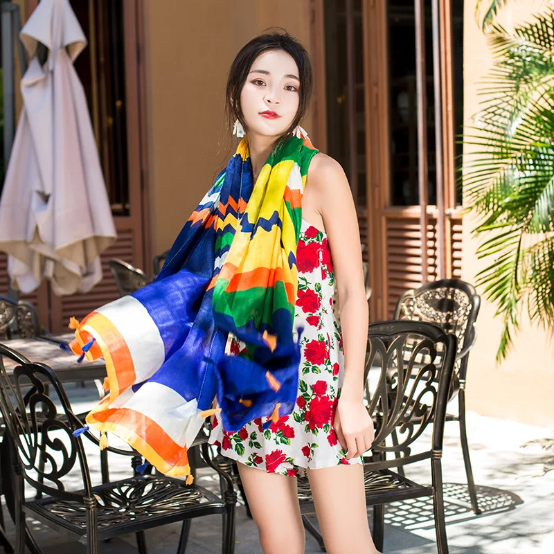 Beach Scarf Sunscreen shawl Designer Hair Print Head Large Handkerchief Shawl Women bandanna foulard muffler wrap wholesale