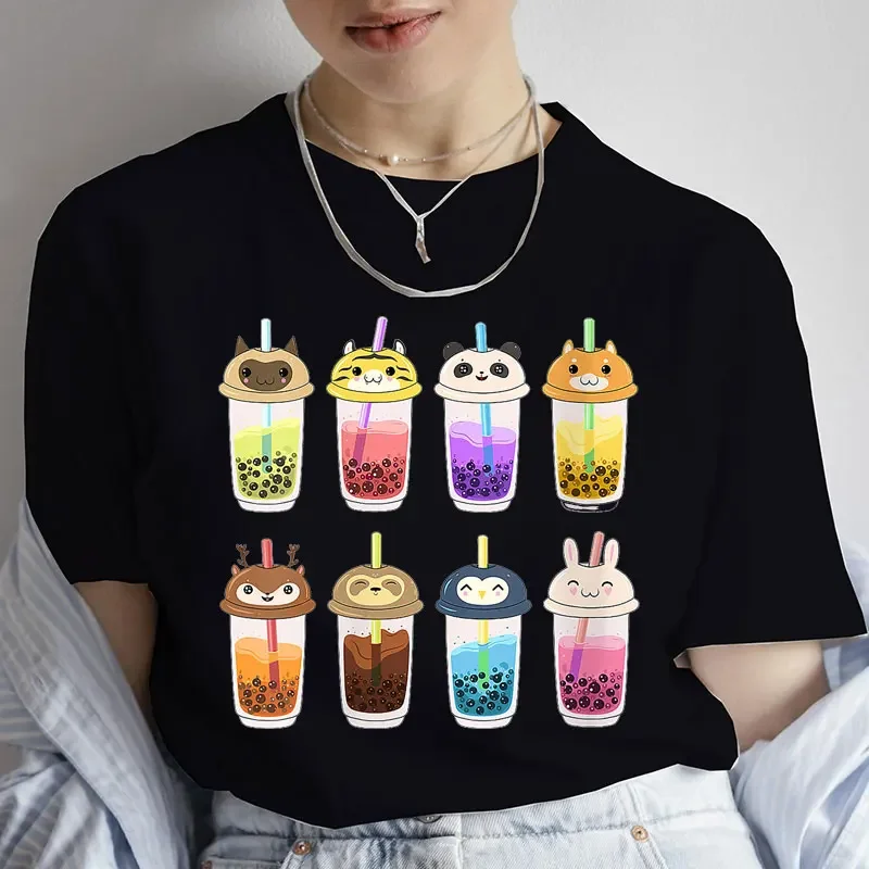 Women Clothing Boba Drink T-Shirt Bubble Tea Kawaii Drinks Outfit Japanese Culture Shirt Harajuk Harajuka Tees Anime Lover Tee