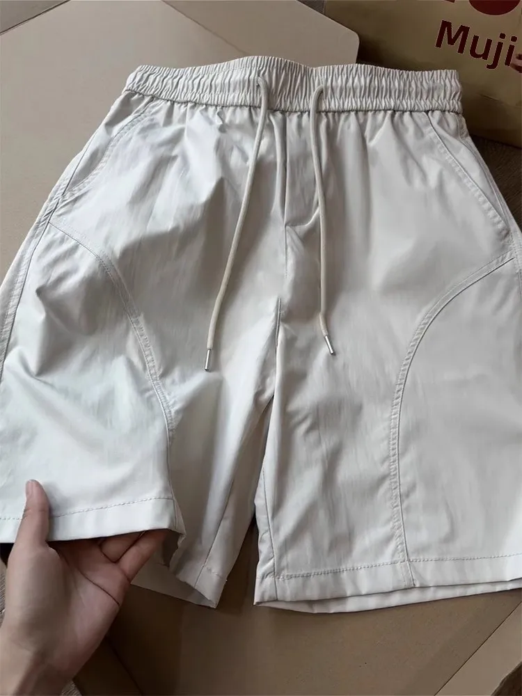 

Qui Dry Ice Silk orts Men's Summer Thin American Sle Side Cut Fce Four Five Points Pants Beach Wear Casual orts