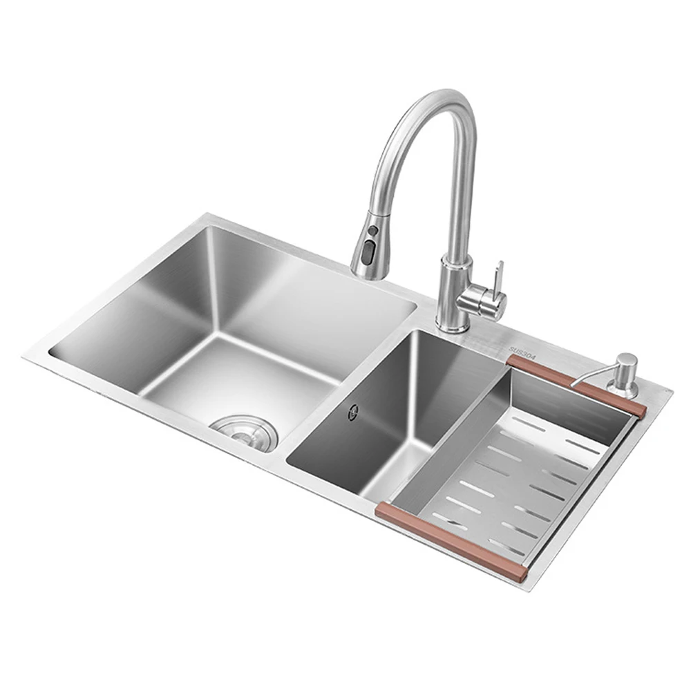 

Роскошные кухонные мойки, раковина для фермерского дома, современный водопад, дождь, набор кухонной мойки с одной чашей, серый, нержавеющая сталь 304, Китай, серебристый цвет