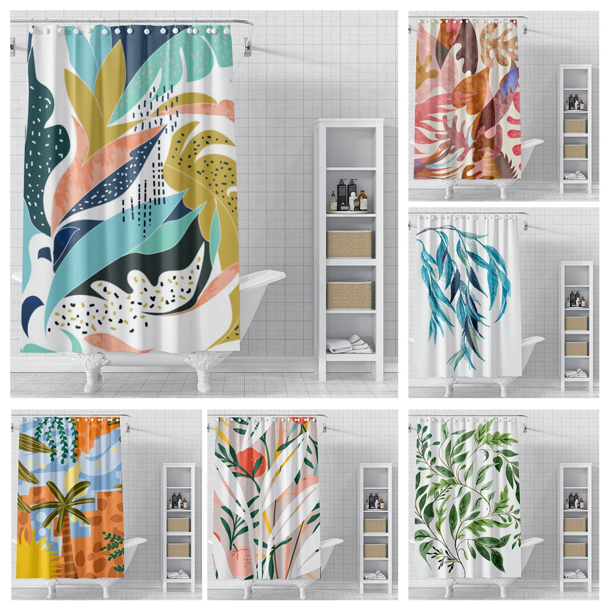 Home shower curtains for bathroom waterproof fabric Modern Nordic style bathroom Curtains shower curtain morandi  ins Abstract