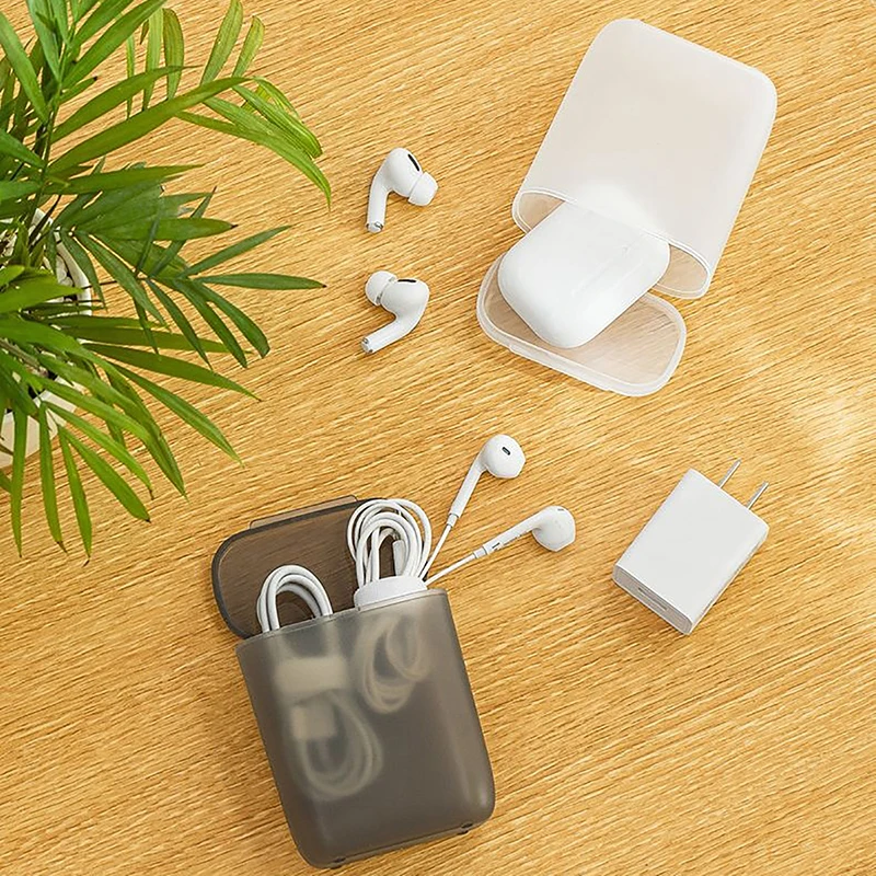 Clear Cables Wire Container Dustproof Data Cable Storage Box Portable Desktop Mobile Phone Charger Boxes Drawer Office Home