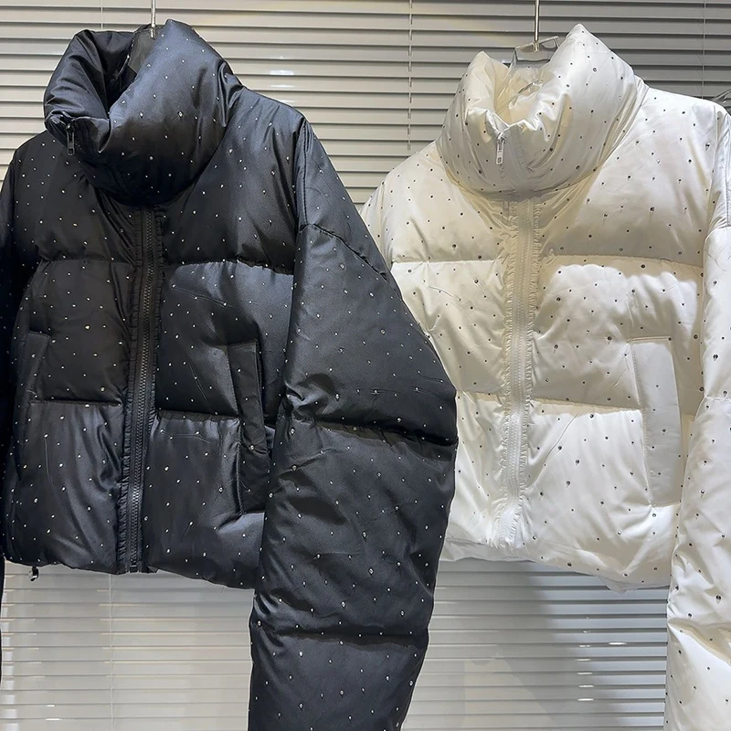 Jaqueta acolchoada de algodão coreano para mulheres, parkas de inverno, casaco de neve feminino quente, parka de manga comprida solta, roupas