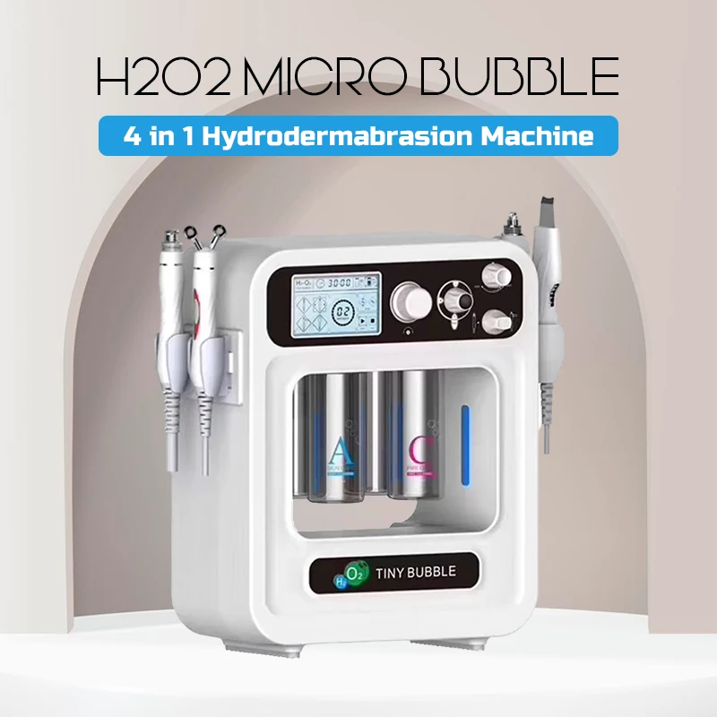 4 in 1 H2O2 Small Bubble Hydrodermabrasion Machine Nano Oxygen Jet Sprayer Water Peeling Deep Cleansing Beauty Spa Device