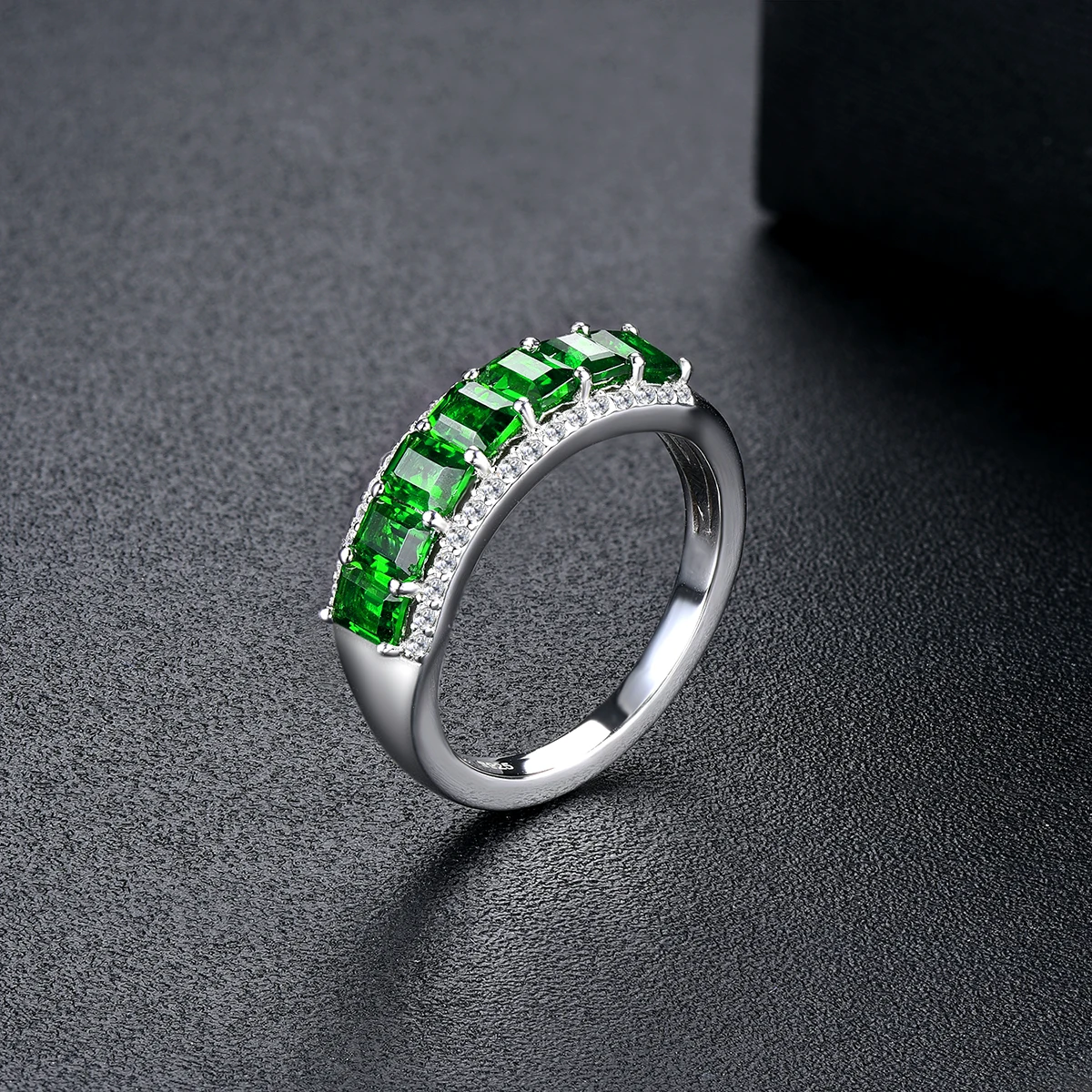 

Genuine 1.6 Carats Silver Ring For Women 925 Original Natural Chrome Diopside Ring Green Gemstone Birthstone Ring Jewelry Gift