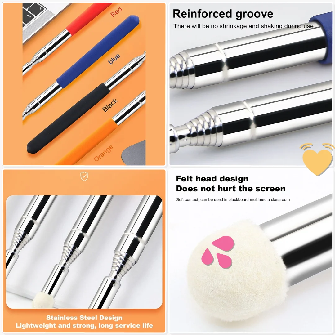 Retractable Presentation Pointer Pen Telescopic Rod Teaching Stick Handheld Presenter Museum Guided Tour Talk