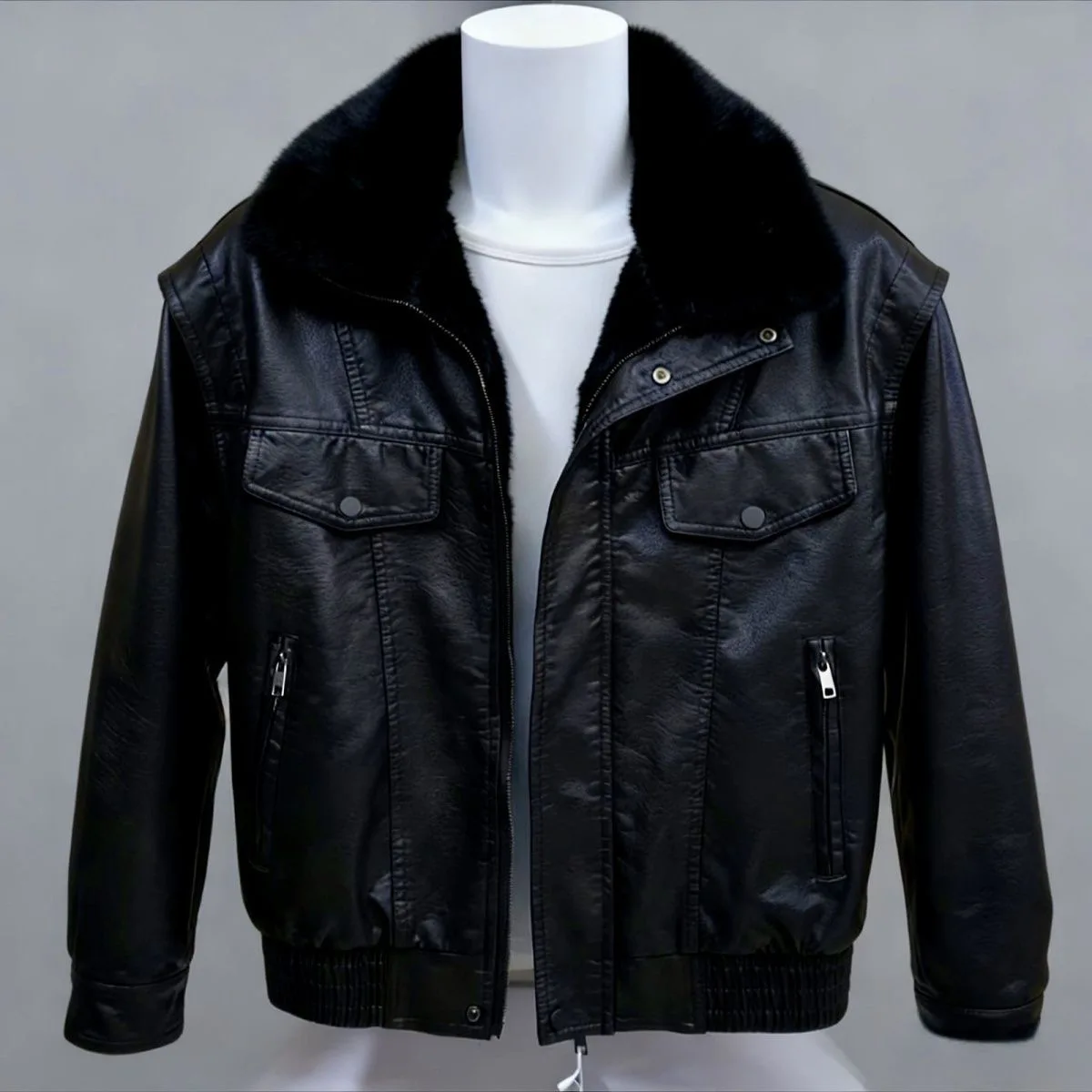 

Men's Winter Faion Fce Lined Jaet Collared Fur Trim Casual Versatile Busin Casual Outerwear Thiened Windproof Warmth