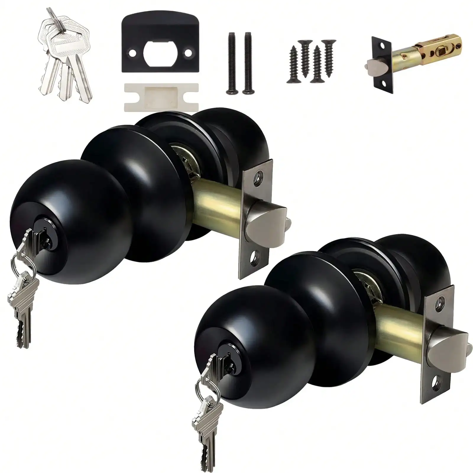 

1/2 Pack Lockable Keyed Entry Door Handle – 304 Stainless Steel with Solid Brass Cylinder