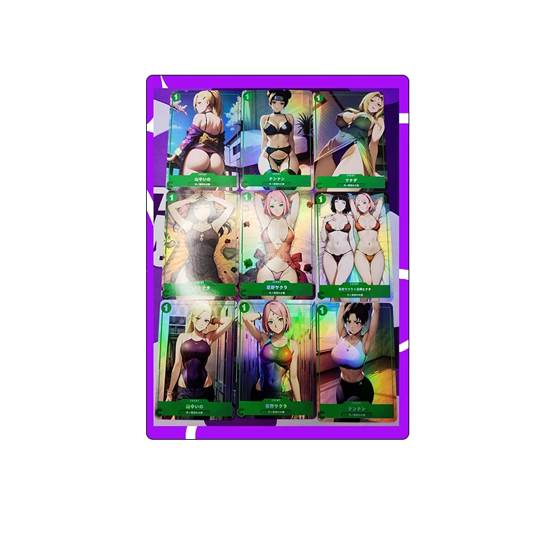 Homemade One Piece Rare Toy Card Hancock Nami Charlotte Pudding Anime Characters Bronzing Collection Flash Card Christmas Gift