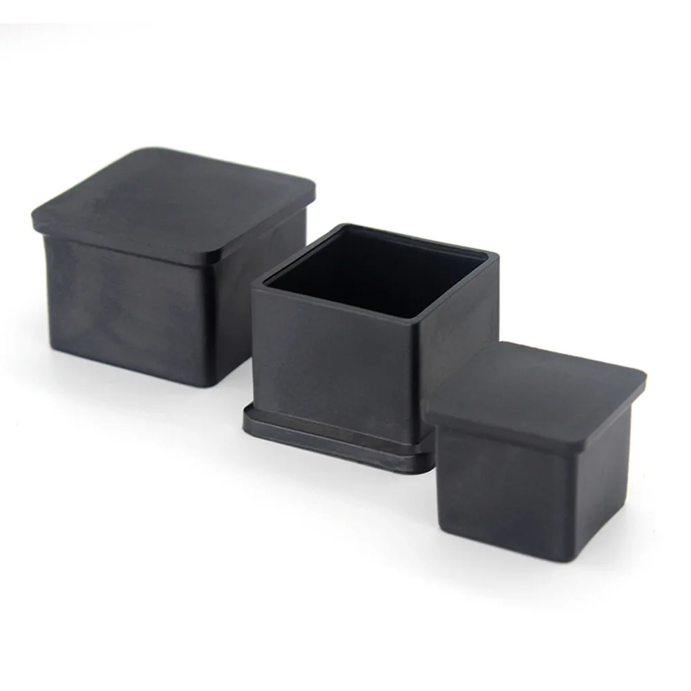 19x19-80x80mm Square Chair Leg Caps Black Rubber Table Furniture Feet Pipe Tubing End Cover Cap Socks Plug Floor Protection Pad