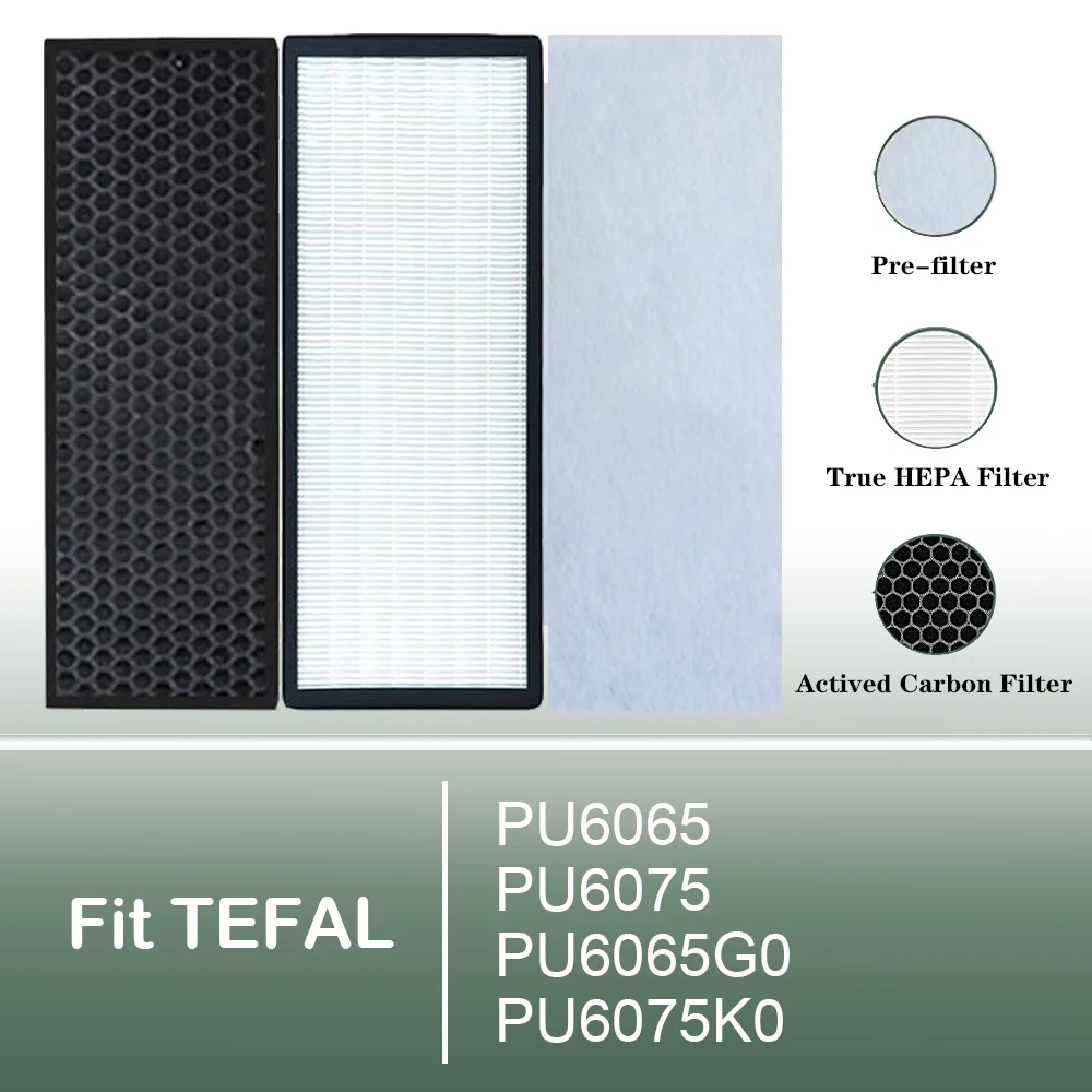 

Совместим с TEFAL PU6065 PU6075 PU6065G0 PU6075K0 Интенсивный очиститель чистого воздуха XD6071 и XD6061 Сменный HEPA и угольный фильтр