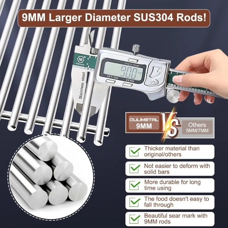 شبكات الشواية لـ Weber Genesis II LX 300 Series Genesis II E&S 310 315 320 325 340 استبدال 304 الفولاذ المقاوم للصدأ 9 مللي متر